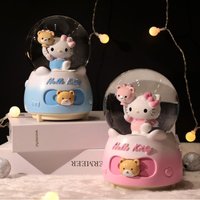 Kawaii Sanrio HelloKitty Rotating Glowing Snow Globe Music Box Balloon Style Cute Anime Cartoon Holiday Gift for Girls Toys