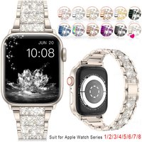 Bling Diamond Strap For Apple Watch Band Ultra 49mm 40 45 44 41 42 46 38mm Metal Bracelet IWatch Series 12 11 10 9 8 7 SE 6 5 4