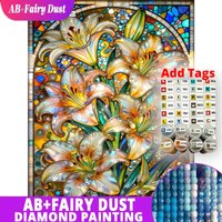 Fairy Dust AB Diamond Embroidery Velvet Canvas Flower Picture Of Rhinestones Mosaic Lily Full Square Drill Painting Craft Kit De