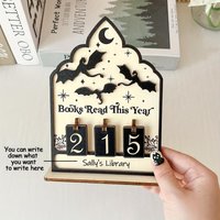 Wooden Book Reading Tracker Counter Reading Challenge Log Ornament Bookshelf Club Bookworm Gift Decor