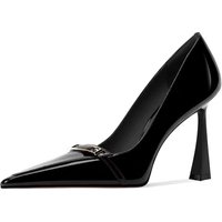 Women's Black High Heels 2026 New All-Season Versatile Patent Leather Elegant Pointed-Toe Pumps Sexy Shallow Shoes
