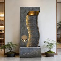 Modern Minimalist Curtain Wall Floor To Ceiling Circular Water Flow Landscape Fountain Courtyard Decoration