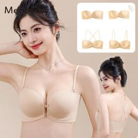 MeooLiisy Invisible Double Front Buckle Wireless Bra Women's Beautiful Back Push Up Multi-way Non-slip Underwear