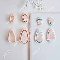4pcs Embossed Raindrop Shape Polymer Clay Earring Cutters, Geometric Clay Mold for Jewelry Making, Faux Stone Dangle Clay Cutter