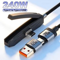 240W USB C Fast Charge Cable Foldable Phone Stand Holder Data Wire Aluminum Alloy Shell Braided Cable for iphone 17 16 Laptop PC