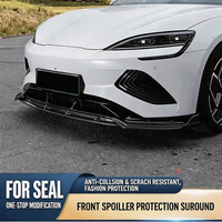 For BYD Seal EV 2023 - 2026 Gloss Black / Carbon Fiber Style Front Bumper Lip Spoiler Splitter Protector Exterior Accessories