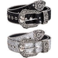 New Gothic Rhinestone Belts For Women Girl Fashion PU Leather Belts Western Cowboy Y2K Retro Jeans Skirt Decor Waistband