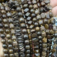 Natural Stone Brown Bronzite Round Faceted Loose Spacer Beads For Jewelry Making DIY Handmade Bracelets Necklace Accessories