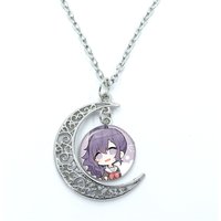 Project SEKAI Anime Yoisaki Kanade 25 Nightcord Glass Dome Cabochon Crescent Moon Necklace Statement Jewelry Gifts