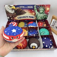 12pcs Liberty Dumplings Squishy Toy Set USA 250th Anniversary 1776-2026 NASA Eagle Star Slow Rising Stress Relief Squeeze Toy