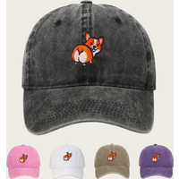 1pc Fun Corgi Canine Embroidered Baseball Hats for Women Men,Fashion Water Wash Sports Hat Outdoor Sunshade Hats for Daily Wear