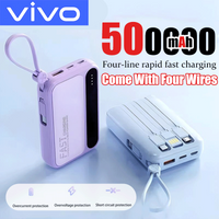 VIVO 500000mAh Portable Power Bank Fast Charging Large Capacity Powerbank with Built-in 4 Cables For IPhone Samsung