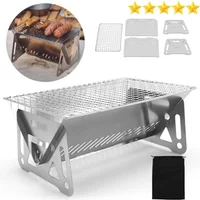 Outdoor Folding Barbecue Stove Stainless Steel Convenient Card Type Firewood Stove Mini Barbecue Rack Household Stove