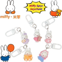 Miffy Rabbit 5pcs Keychain High Color Value Animation Cartoon Doll Doll Shape Girl Heart Cute Wear Soft Cute Bag Pendant Gift