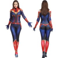 Movie Captain Cosplay Costume Women Superhero Cos Stage Jumpsuit Halloween Carnival Role Play Party Zentai Kids