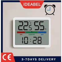 IDEABEL Digital Clock Hygrothermograph Indoor Thermometer Hygrometer Home Office Desktop Table Monitor Temperature Humidity Met