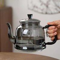 High Borosilicate Glass Tea Pot with Large Capacity, Gray Transparent, Integrated for Boiling and Brewing Tea, Single Pot
