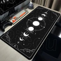 VIKAMA Moon Phase Star Trail Dark Style Large Mouse Pad, Office Anti-Slip Desk Pad, Gaming Computer Keyboard Pad