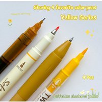 4Pcs/Set Colorful Gel Pens Calligraphy Pens 0.5mm Fine Drawing Pens Markers Retro Multi-tip Fine Line Drawing Pens