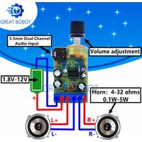 BS 1PCS TDA2822M 2.0 Stereo Audio Amplifier Board Dual Channel AMP AUX Amplifier Board Module DC 1.8-12V audio board