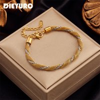 Dieyuro 316l Edelstahl Gold Silber Farb ketten Armband für Damen Mode hochwertige Twist Chain Handgelenk Schmuck браслет