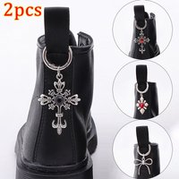 2pcs Boots Shoes Buckle Metal Cross Gemstone Hearts Pendant Decoration Women Heel for Shoes Accessories Party Jewelry Diy Hook