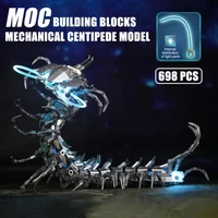 698Pcs MOC Mechanical Centipede Model Building Blocks Set with LED Light Creative Assembly Bricks Toys for Kids Christmas Gifts