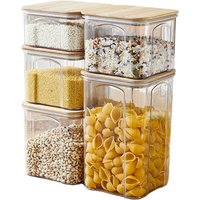 PET Plastic Food Storage Container with Bamboo Lid Sealed Jar Noodle Box Multigrain Tank Bottle Dried Fruit Tea Storage Box