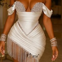 Customized White Crystal Short Cocktail Dress With Tassels mujer corto Graduation Homecoming Birthday Dresses Luxury Prom 2026
