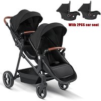 NEW 3in1 Twin Baby Stroller with Car Seat,High View baby carriage for two kids,Foldable,carry on Lightweight