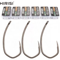 Hirisi 8042 50Pcs PTFE Coated Fish Hook High Carbon Stainless Steel Anti-Rust Sharp Point With Eye for Fishing Accessory