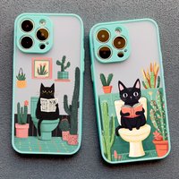 Lovely Cartoon Cat Phone Case For iPhone 17 16 15 Pro Max Plus 11 12 13 Mini 14 Pro Max XR XS X Shockproof Back Cover