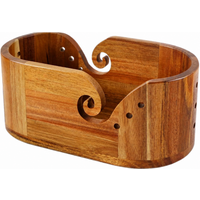 Wooden Oval Yarn Bowl Double Curling Slot with Lid Yarn Storage Bowl Large Size with Phone Stand Crochet Yarn Bowl