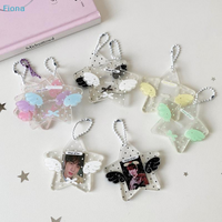 ✔Kawaii Star Wing Acrylic Photocard Holder Keychain, Cute Glitter Kpop Idol Photo Sleeve Pendant for Collectibles