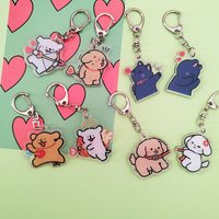 2pc Cool Cartoon Acrylic Cat Dog Keychain Cute Korean Car KeyRing Key Bag Sign Pendant Accessories