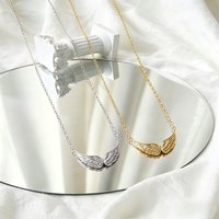 Stainless Steel Angel Wing Pendant Necklace for Women, Personalized Double-Hole Wing Jewelry, Angel Wings Gift for Her