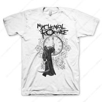 My Chemical Romance Fire Time Mens White Short Sleeve T Shirt Rock Music Vintage Style Graphic Tees