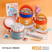Acrylic Paint Markers Languo 24/60 Color Brush Tip Acrylic Paint Pens with Cloth Bag Children's Washable Painting Set
