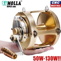 SAMOLLA CNC Aluminum Alloy Trolling Drum Fishing Reel 50W/80W/130W 48-80KG Slow Jigging Reel Boat Deep Sea Saltwater Accessories