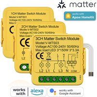Matter WiFi Smart Switch 16A Smart Home Automation Relay Module Works with Homekit Siri Smartthings Alexa Google 1/2/3CH