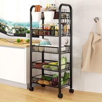 5 Tier Metal Mesh Storage Basket with 360 Degree Wheels, Fruit Vegetable Basket Storage Organizer for Kitchen, Pantry, Bathroom