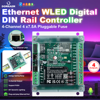 Kontroler LED DOMRAEM WLED LAN ESP32 Ethernet 30A 4 kanały 7.5A na kanał Wymienne bezpieczniki RGBIC Synchronizacja z muzyką Montaż na szynie DIN Współpracuje z Home Assistant Alexa WS2811 WS2812B