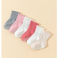 6 Pairs Toddler Ruffle Socks for Girls - Baby Grip 0-5Y