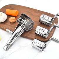 Holaroom Stainless Steel Cheese Slicer Shredder 4 Drums Blades Cheese Cutter Rotary Cheese Grater Butter Cutter Kitchen Gadgets