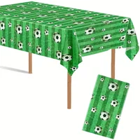 3PCS Green Football Field Tablecloth -54x108'' Waterproof Plastic, Soccer Theme Party Decor for Game Day Birthday Celebration