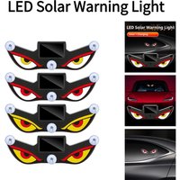 Car Solar LED Light Dynamic Demon Eye Rechargeable Rear Window Warning Lamp Auto Interior Ambient Decor Flashing Signal Light