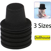 10Pcs 1:12 Dollhouse Miniature Simulation Black PVC Flocked Hat Model DIY Accessories
