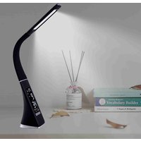 Eye Caring Reading Lamp 3 Gears Adjustable Brightness Calendar Clock Temperature Function USB Reading Light Black LED Desk Lamp