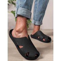 Men's All-Season Casual Simple Everyday Solid Color Ultra-Soft Eva One-Piece Flat Slip-On Breathable Splash-Proof Fishing Shoes Beach Shoes White Shoes