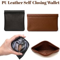 Black/Brown PU Leather Self-Closing Coin Purse No Zipper Mini Pouch Multifunctional Storage Bag for Coin Key Earbud Men Women